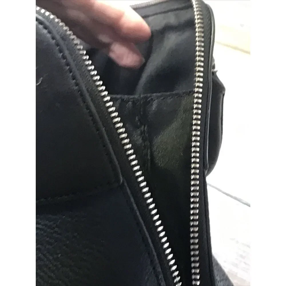 CALVIN KLEIN Stylish Navy Black Pebbled Leather Satchel Bag Purse Logo‎ Tag